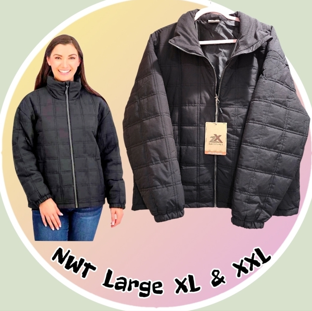 NWT XXL Thermocloud Technology Quilted Puffer Jacket w Hood & 2 Snap Pockets